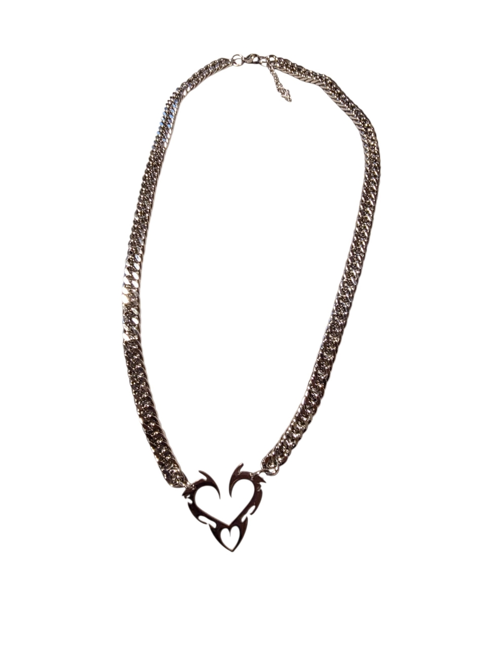 New Stainless Steel  Flame Heart Pendant Chain Necklace  (Unisex)